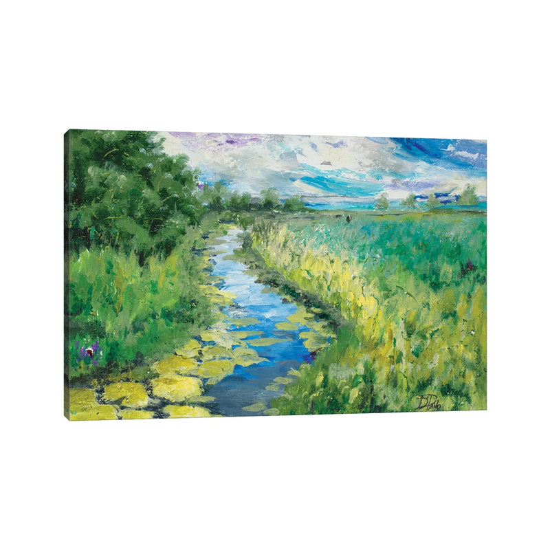 «Summer Fields» par Patricia Pinto - peinture sur toile tendue, H 18 po x l 26 po x P 1,5 po