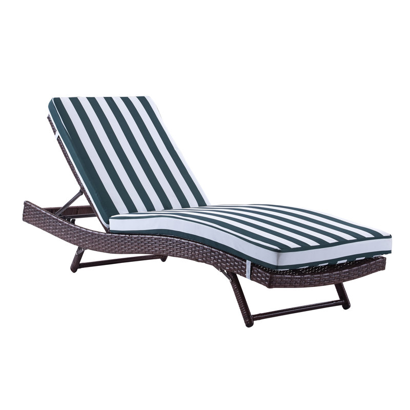 chaise méridienne inclinable avec coussin Prudence, Vert nautique