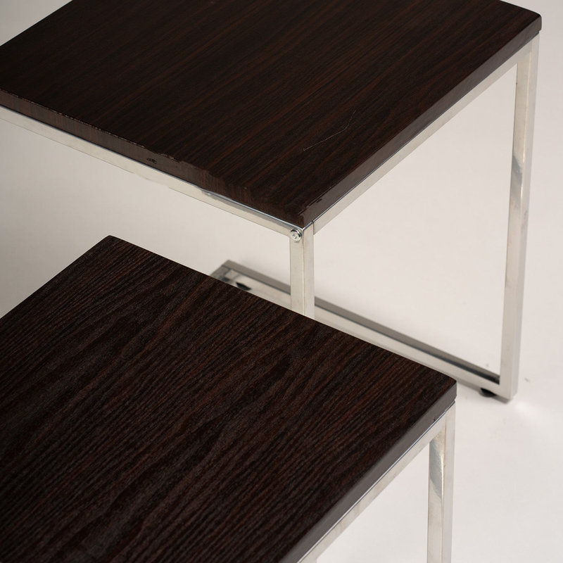 Kalyssa Frame Nesting Tables, Walnut Effect, Chrome