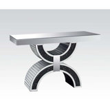 Blakes Glam Rectangular Mirrored Console Table with Faux GemStones Inlay