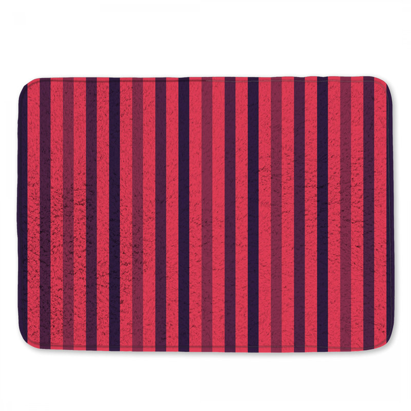 Tapis de bain rouge marine à rayures, L 34 po x L 21 po