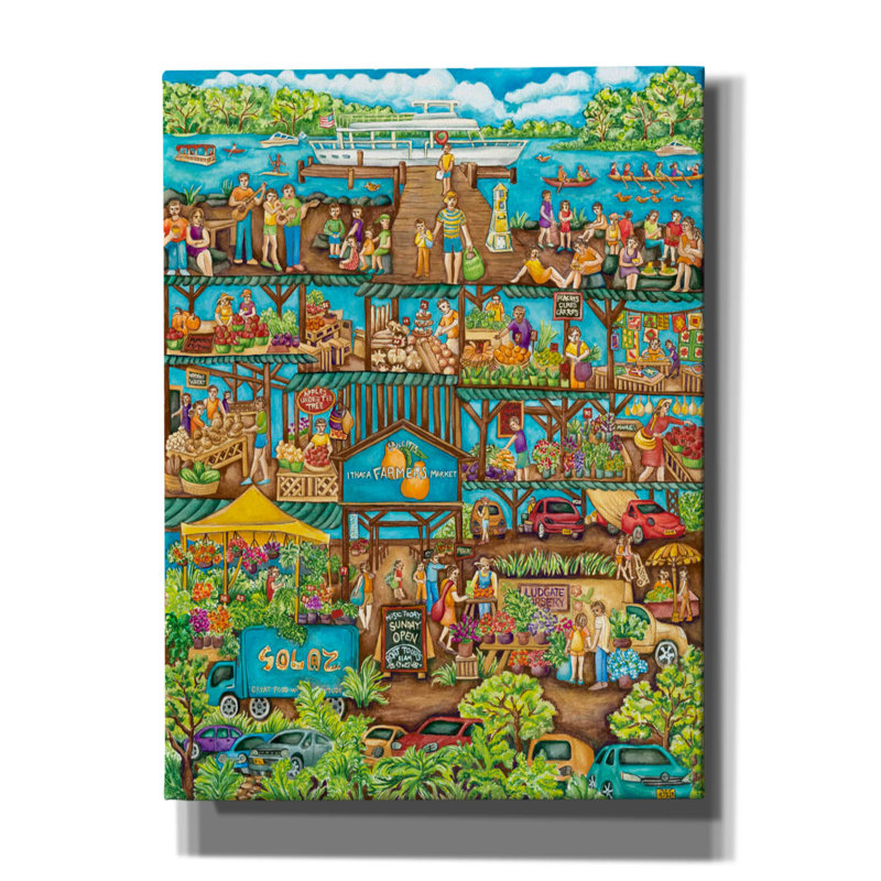 «Farmers Market» par Andrea Strongwater, art mural sur toile, H 54 po x l 40 po x P 1,5 po