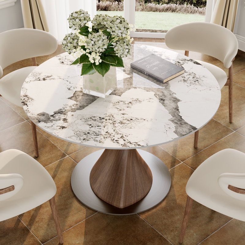 Stable Dining Table For 4, Glossy Amber, 29.53"H x 43.31"L x 43.31"W