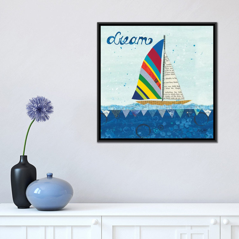 « arc-en-ciel spinnakers ii », impression sur toile, H 18 po x l 18 po x P 1,5 po, Toile avec cadre noir, Pas de tapis