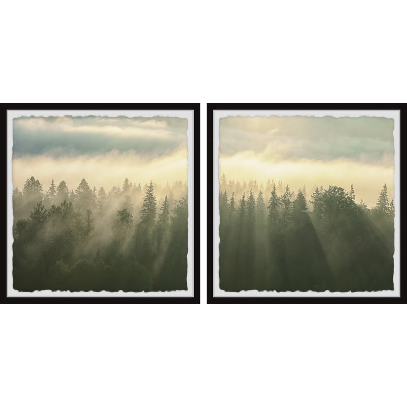 Soleil à travers les arbres Diptyque, H 32 po x l 32 po x P 1,5 po