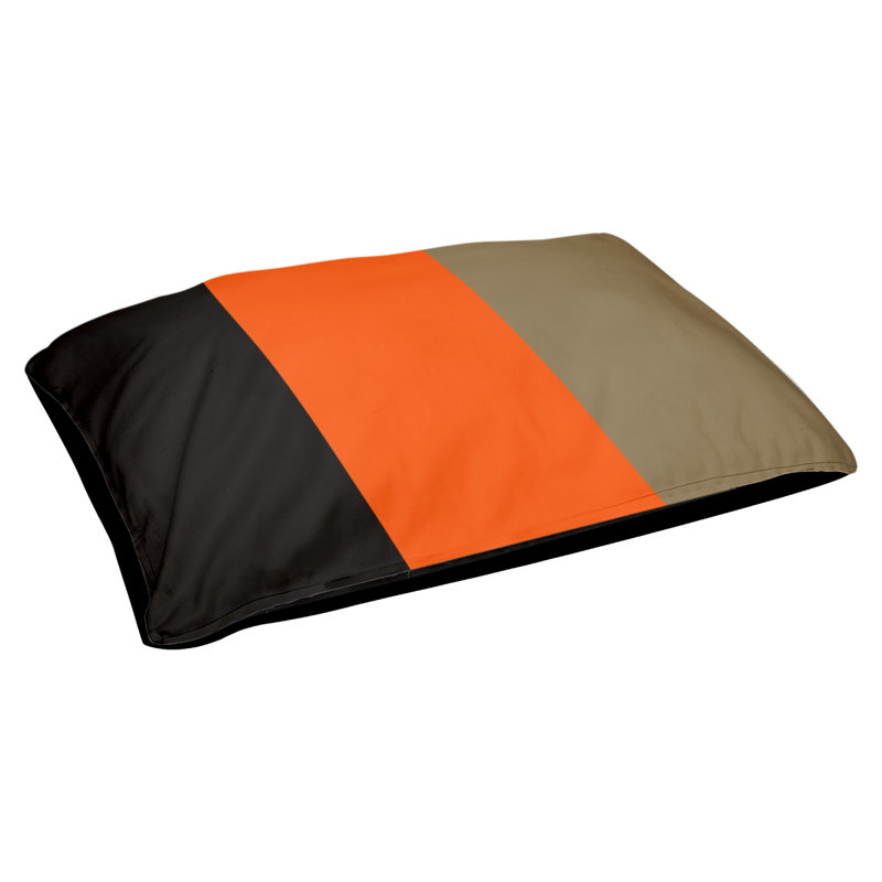 Coussin pour chien hockey Minnesota, Petit (l 28 po x P 18 po x H 9,5 po), Noir / orange / doré métallique