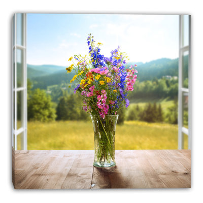 Window Bouquet Floral XIII Wrapped Canvas Wall Art