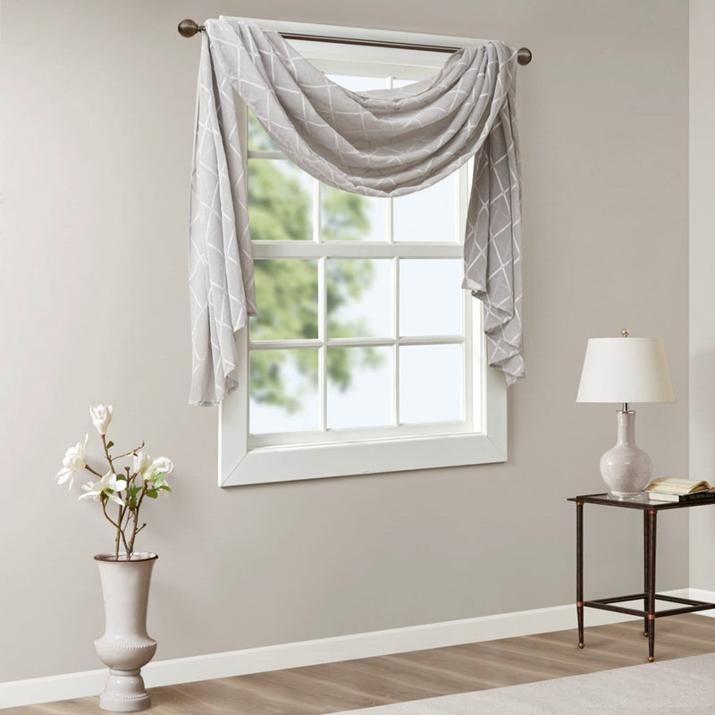Écharpe de fenêtre transparente brodée diamant, Gris