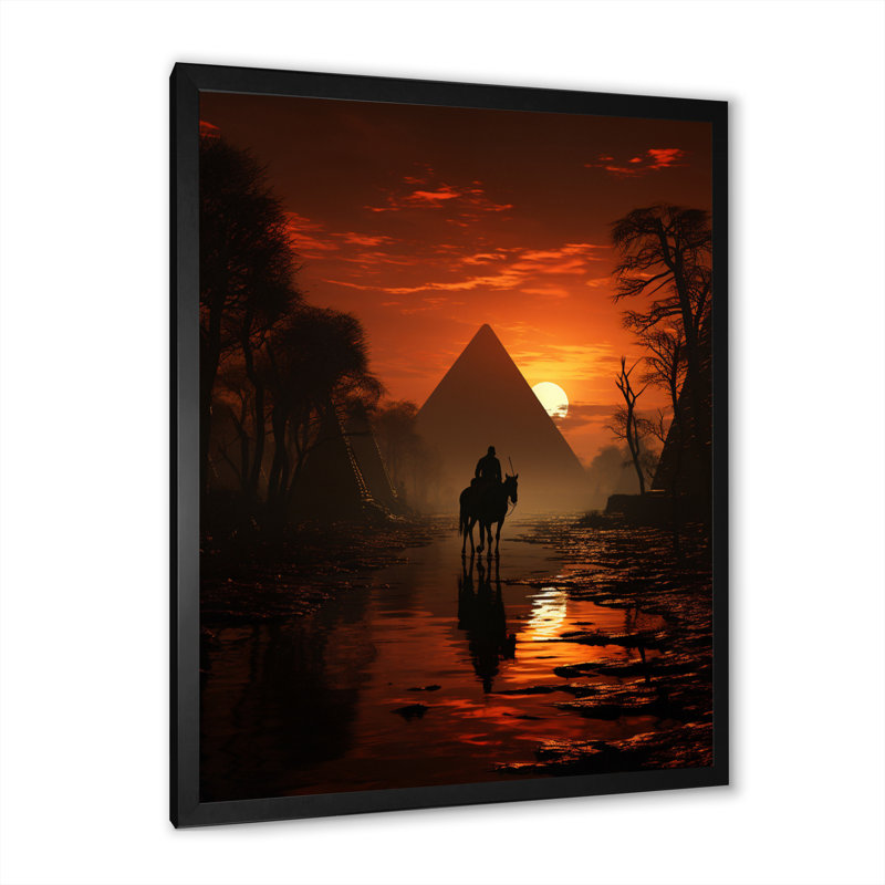 Silhouette de pyramide égyptienne encadrée sur toile, H 32 po x l 24 po x P 1 po, Cadre photo noir