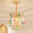 5 Light Dimmable French Style Colorful Glass Crystal Chandelier