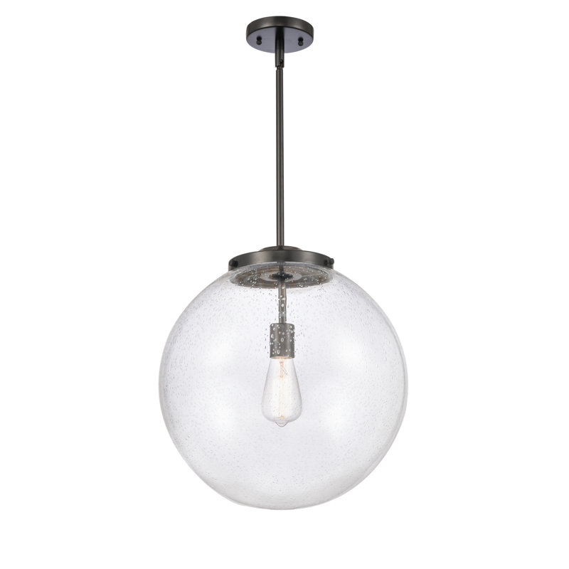 Luminaire suspendu sphère 1 lumière Frederick, Noir mat, H 17 po x l 16 po x P 16 po, Grainé