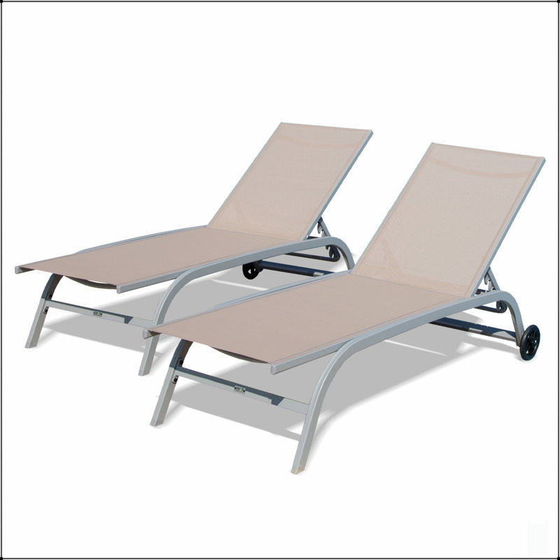 Chaise Lounge Outdoor With 5 Adjustable Positions And Wheels For Ultimate Comfort And Mobility, Khaki