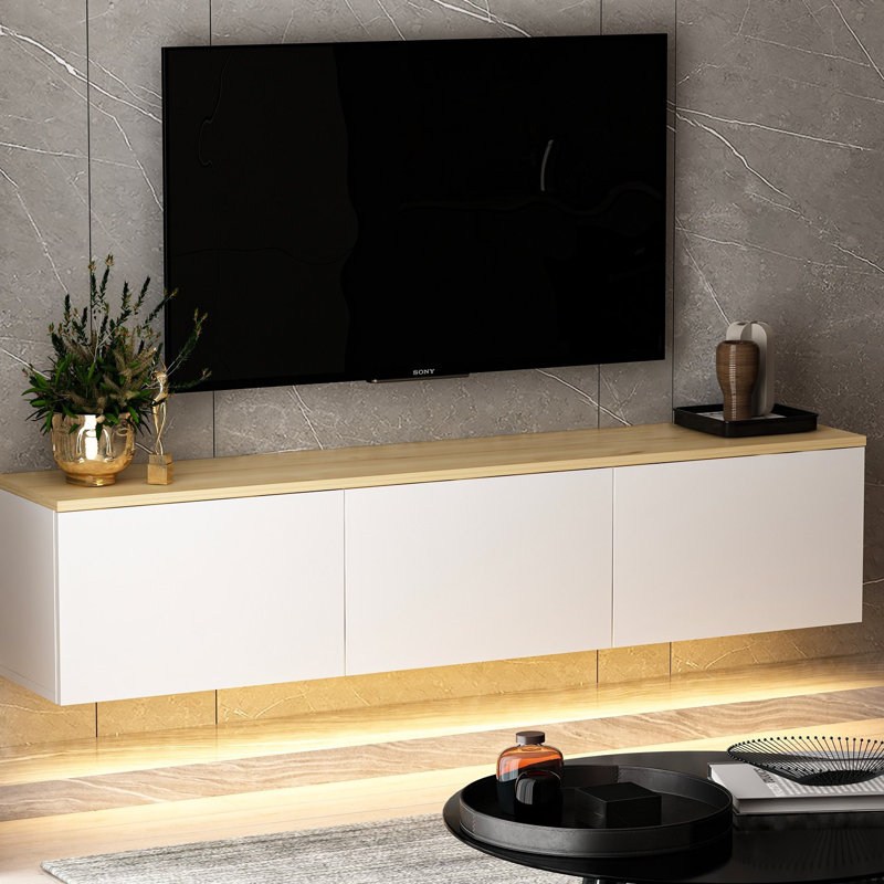 Alaniz Unfinished Floating TV Stand for TVs up to 65", White