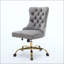 Fauteuil de bureau, siège de bureau en poils de lapin artificiel avec base en métal, chaise de bureau pivotante réglable, chaise de coiffeuse