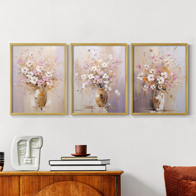 Étude florale Cxxiv - ensemble de 3 estampes giclées encadrées - prêt à