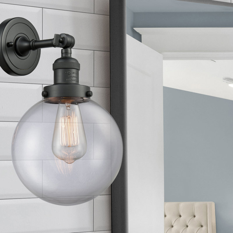 Clementina Dimmable Bath Sconce, 6 Watt Vinage LED Bulb, Clear, Matte Black