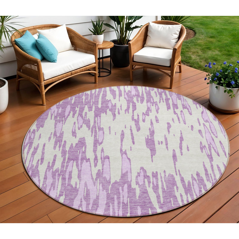 Tapis rond lavable et ivoire 8 po