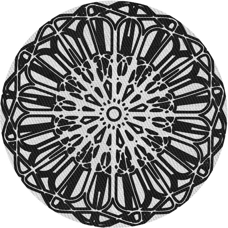 Tapis noir/blanc à motifs, Rond 6 pi