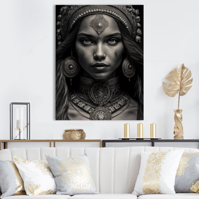 «Tharod Black and White Bohemian Woman I», reproduction sur toile