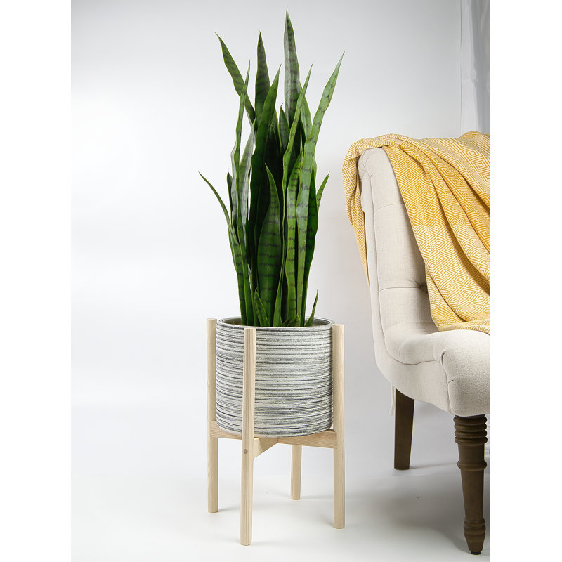 Handmade Pot Planter, 17" H x 12.5" W x 12.5" D, Gray/Natural