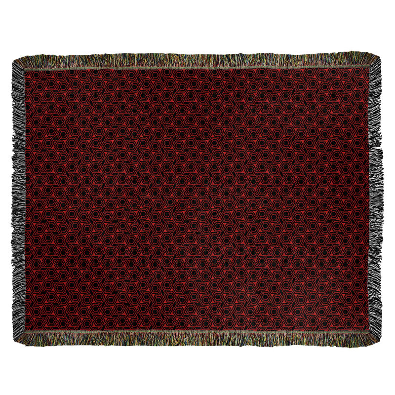 Couverture tissée hexagonale Katelyn Elizabeth, l 37 po x L 52 po, Rouge / noir