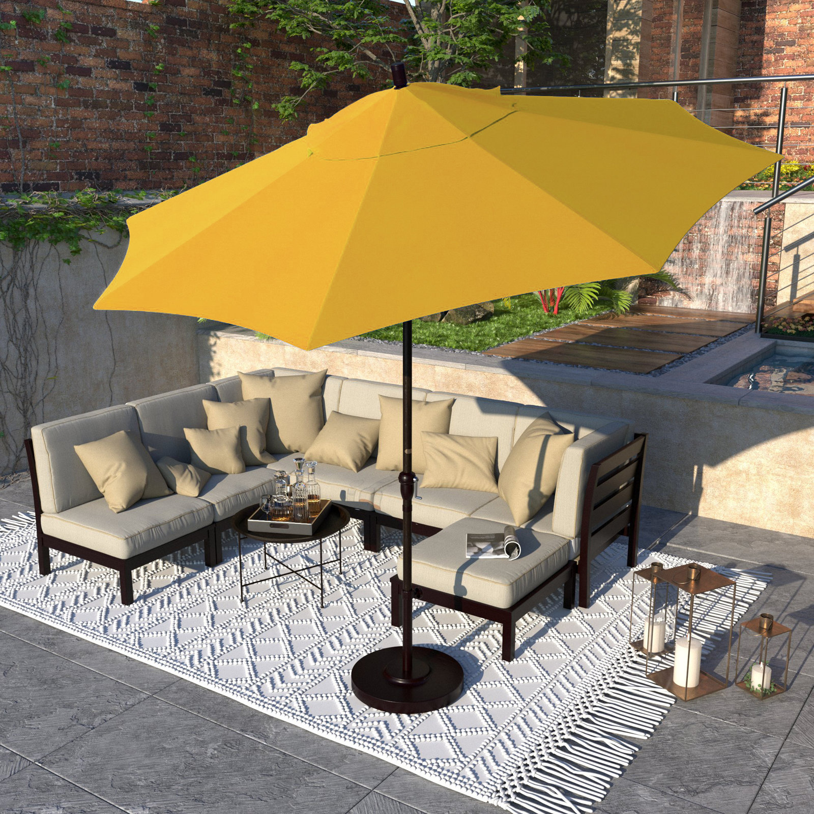 Camry 9' Sunbrella® Market Umbrella, Canvas Sunflower Yellow Sunbrella® Canvas