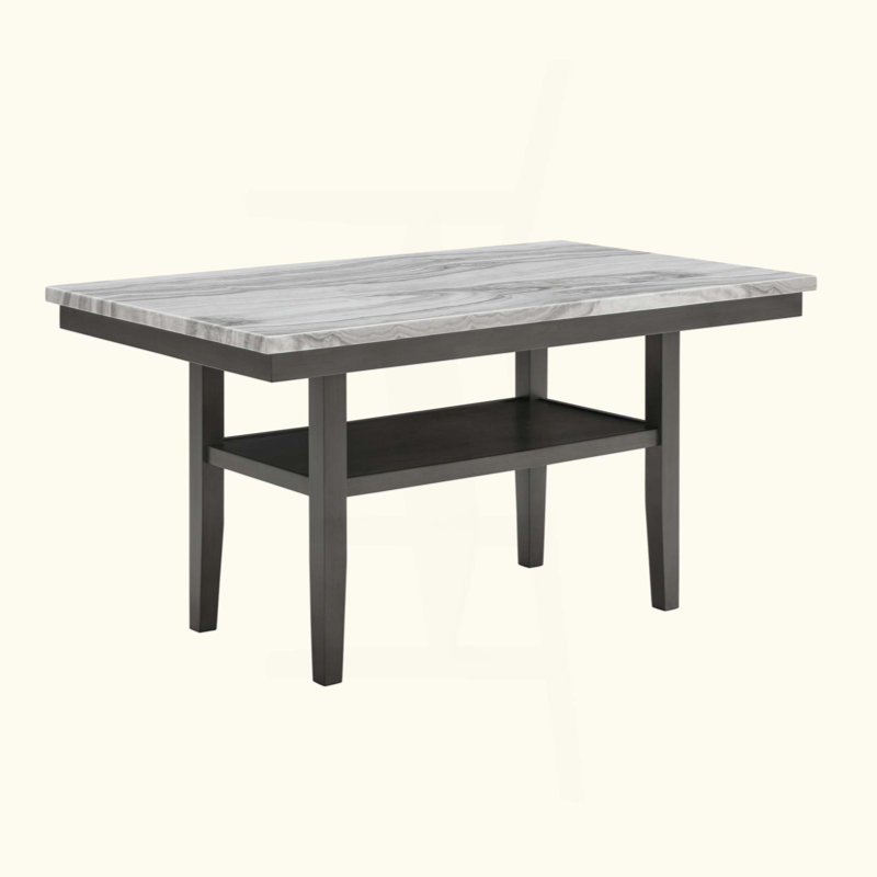 Table de salle à manger rectangulaire avec plateau de rangement en faux marbre