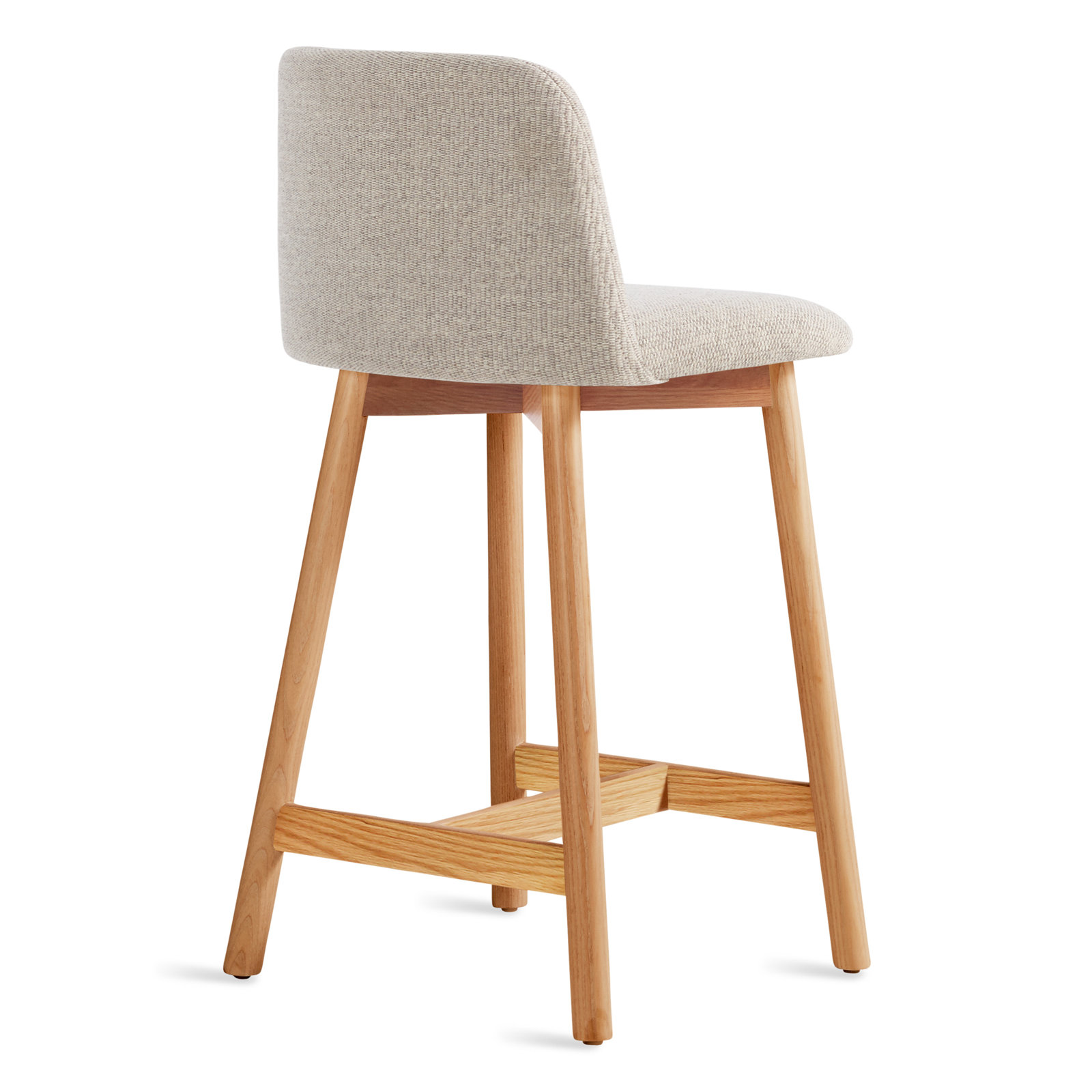 Chip 31" Bar Stool, White Oak, Counter Stool (25.1" Seat Height), Toohey Olive Plainweave
