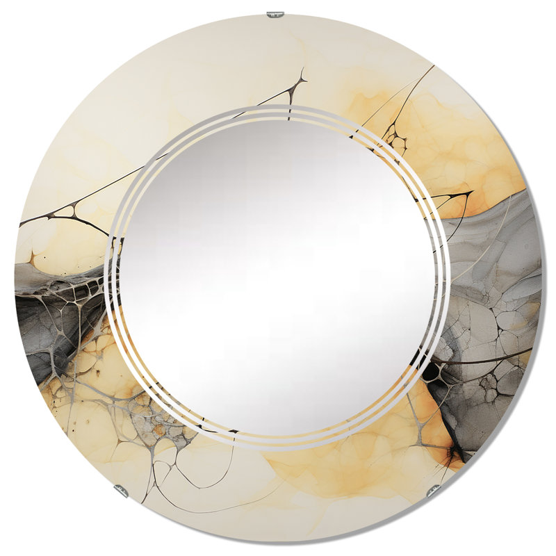 Molise - Miroir mural rond moderne, 32 po x 32 po