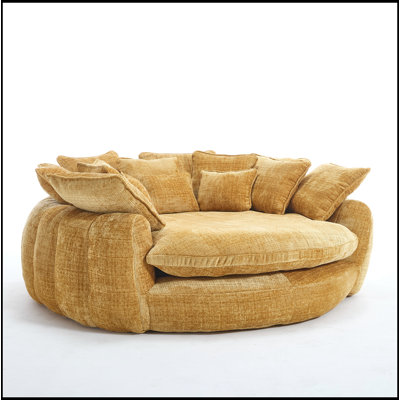 Comfortable Double Loaf Sofa Bed with Armrests, Oversized Padded High Back Decorative Round Chair for Living Room and Bedroom