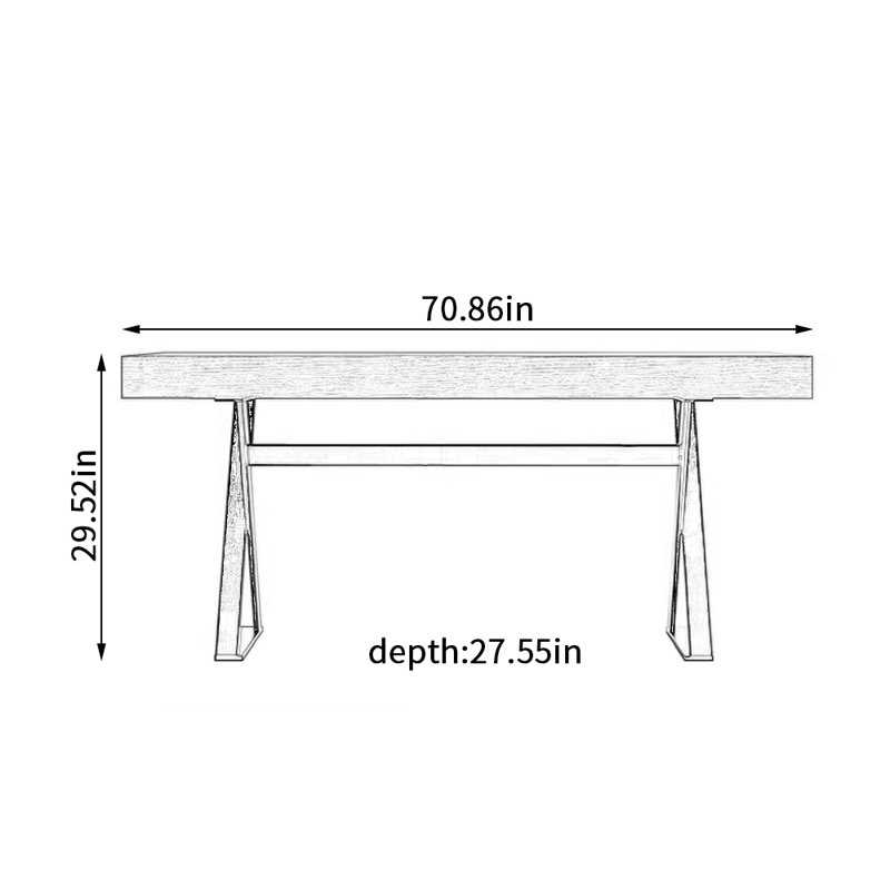 Italian Simple Design Rectangular Computer Desk, 29.52" H x 70.86" W x 27.55" D