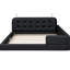 Grand lit plateforme tapissier grand avec 2 lumières de lecture, noir. Cuir d'unité centrale de qualité. Généreuse pièce de repos et de confort. Tête de lit réglable avec lampes noires. Espace détente.-97066472