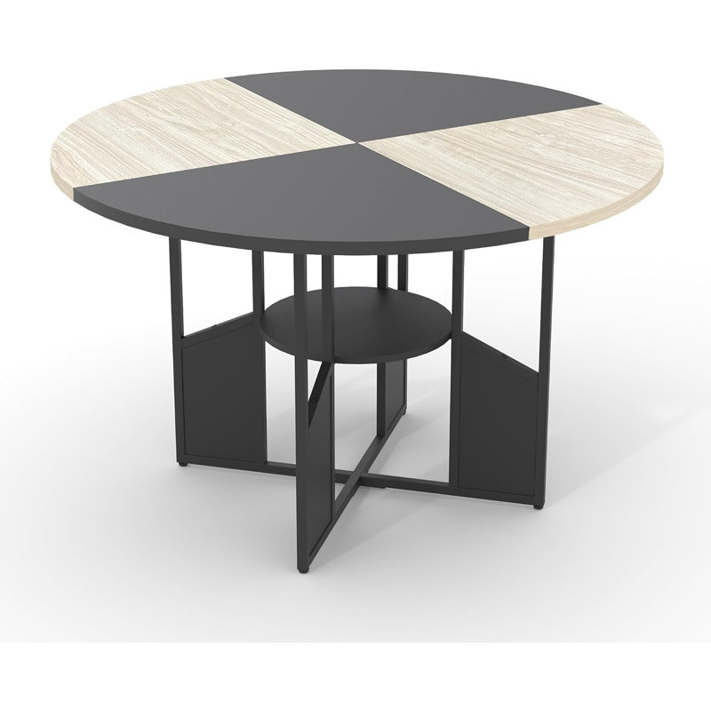 Round Dining Table For 4-6 People, 59 Inch Wood Kitchen & Dining Room Table With Pedestal Base, Adjustable Feet, Space Saving Farmhouse Circle Dinner Table For Living Room