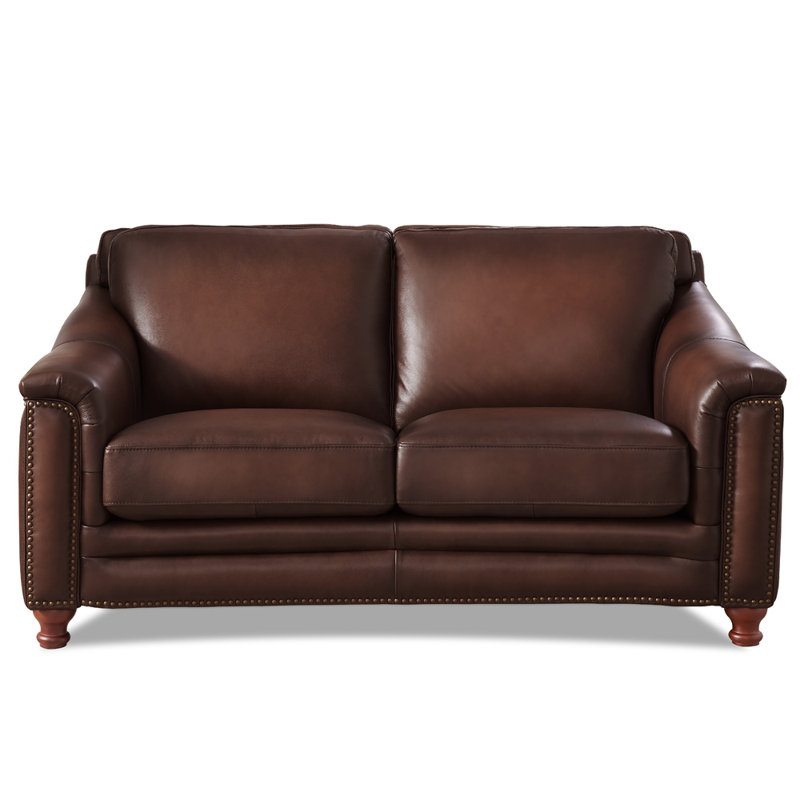 Alpert Upholstered 66.5'' Loveseat, Caramel Brown Genuine Leather