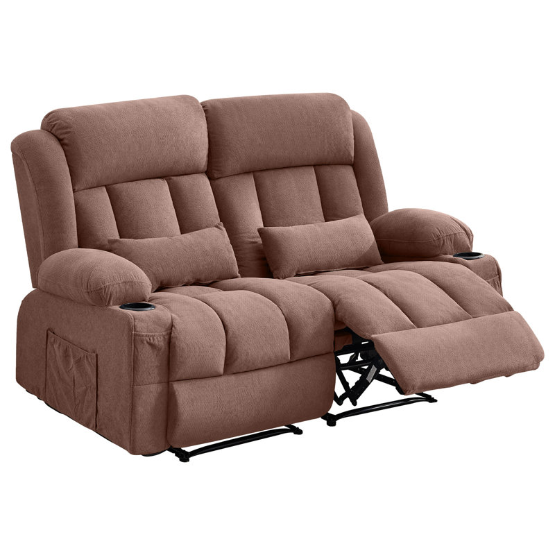 Causeuse inclinable en tissu brun avec inclinaison à 155 degrés et poches latérales