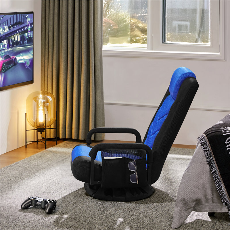 Swivel & Folding Floor Gaming Chair, Blue/Black