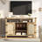 Coffee Bar Cabinet, 59.1" Rattan Farmhouse Liquor Cabinet with Wine Racks, Boho Sideboard Buffet Cabinet with Storage, Credenza Console Table for Home Living Dining Room Entryway