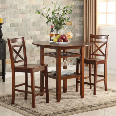 Cherry Cross Back Counter Height Chairs (Set of 2)