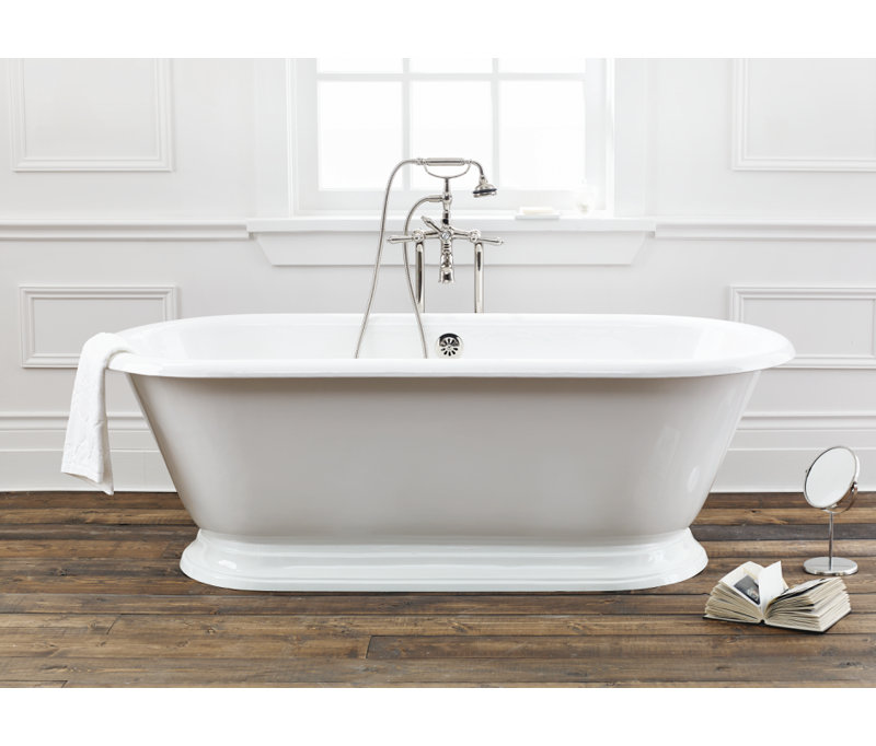 Jaijuan 70.13'' x 31.5'' Soaking Cast Iron Bathtub, White Interior with White Exterior