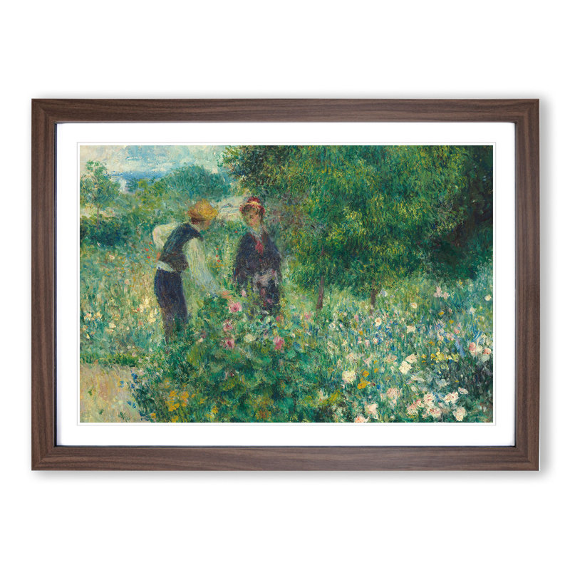 Picking Flowers by Pierre-Auguste Renoir - Framed Print, 27cm H x 36cm W x 2cm D, Walnut Framed