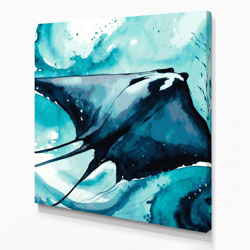 Art mural sur toile Coastal Manta Ray Glide, H 12 po x l 12 po