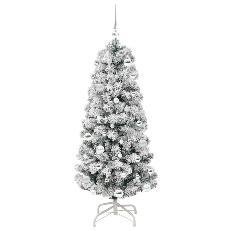 Artificial Hinged Christmas Tree Green and white, 4.92 ft