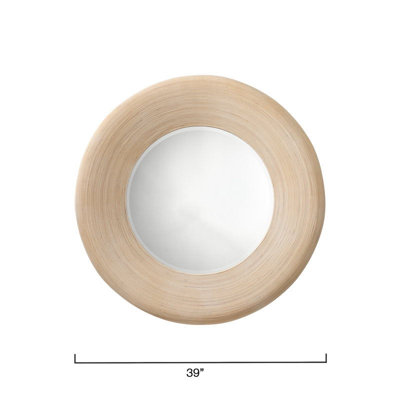 Paddock Round Bamboo / Rattan Mirror, Cream