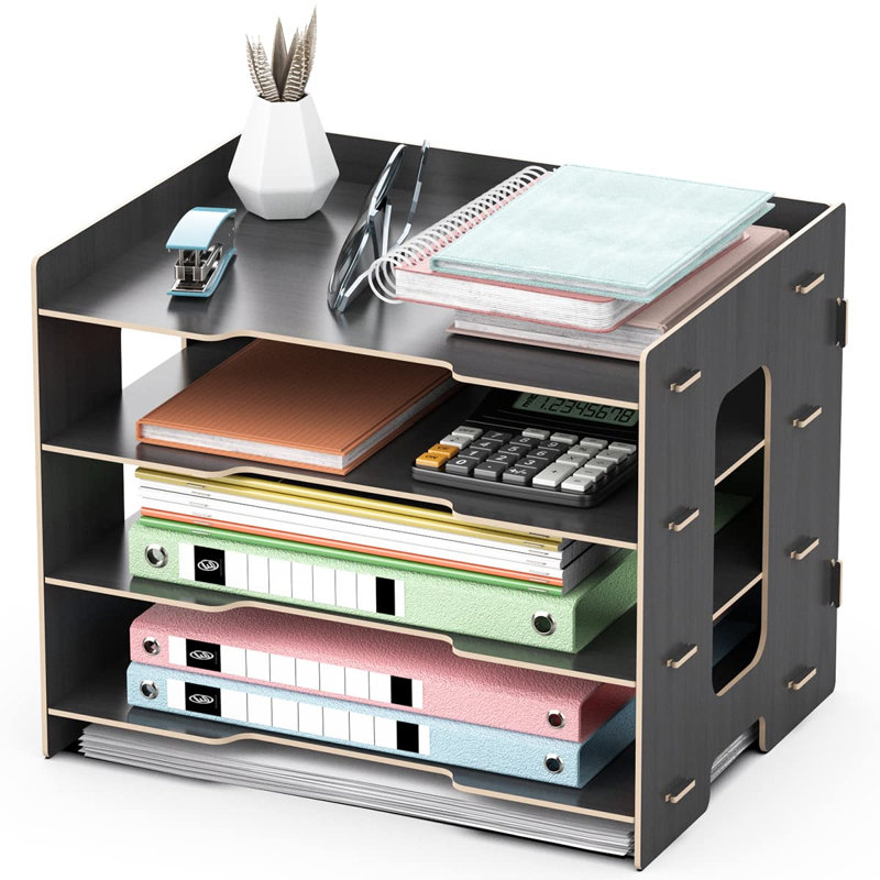 Lecenta Manufactured Wood File Organiser, Black