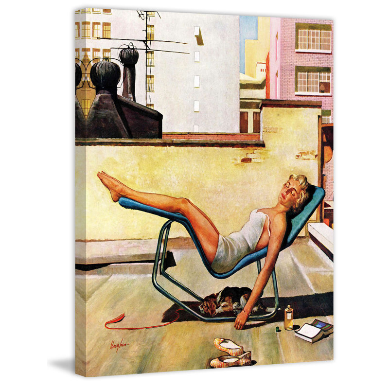 «Up on the toit» par George Hughes, reproduction sur toile tendue, H 48 po x l 40 po