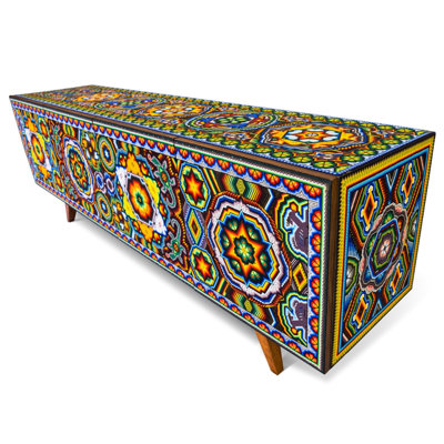 Console Huichol en bois de cèdre