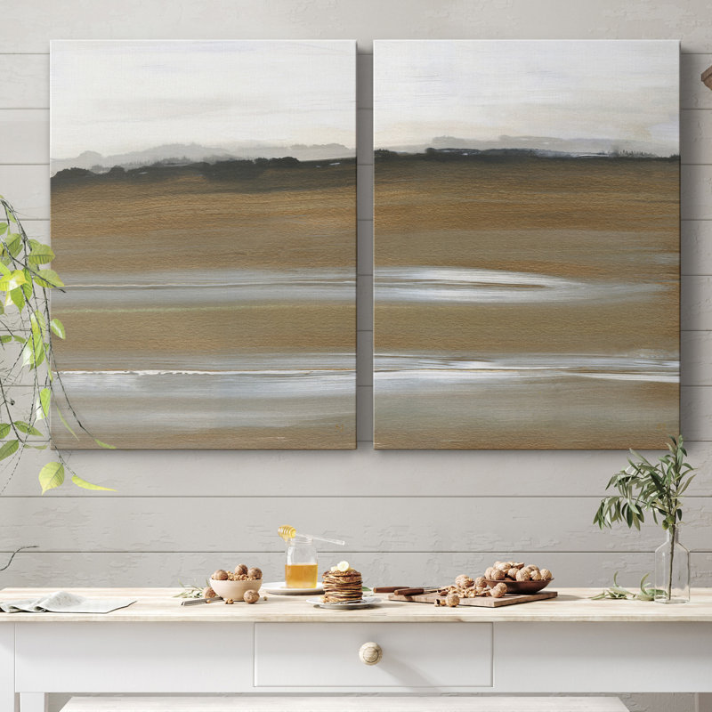 «Field of Gold I», ensemble de 2 reproductions d'art, H 40 po x l 60 po x P 1 po, Toile tendue, Pas de tapis