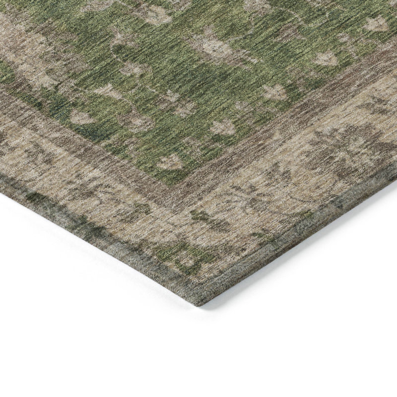 Machine Washable Indoor/Outdoor Xhevrie Aloe Rug, Rectangle 2'6" x 3'10"