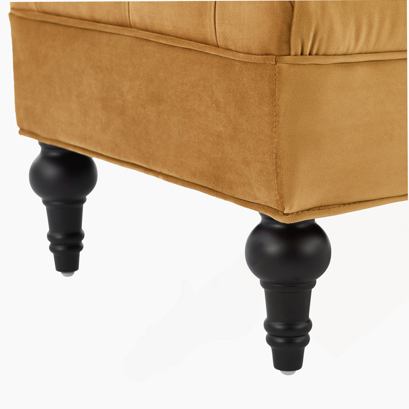 Modern Bedroom Bench,Bench For End Of Bed,Velvet Upholstered Bench With 2 Detachable Pillows,Comfy Upholstered Footstool,Ottoman For Bedroom,Living Room, Entryway,Yellow