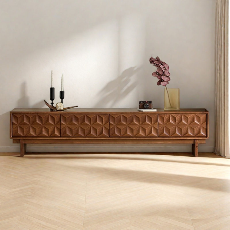Meuble télé en bois de cerisier de style rétro, 86.61"
